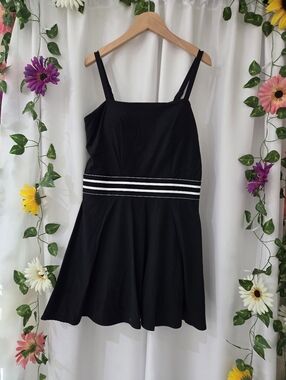 JoyLab Black A-Line Active Dress with White Striped Waist Size S NEW